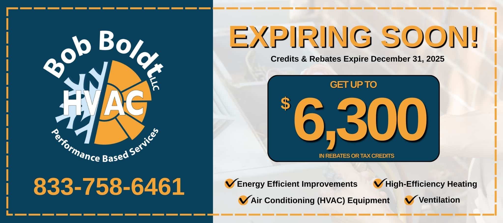 September 11th, 2025 Bob Boldt HVAC updated their maximum rebate and tax credits for energy efficiency updates to homeowners in the south metro to earning up to $6,300 in rebates.
